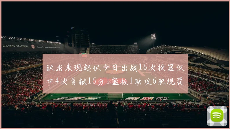 狄龙表现起伏今日出战16次投篮仅中4次贡献16分1篮板1助攻6犯规罚球命中率高达86